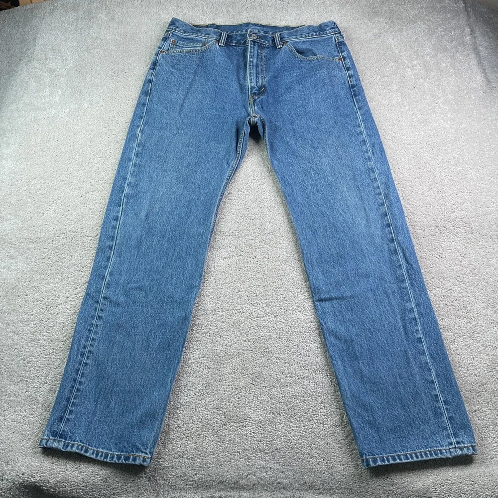 Levis Jeans Mens 38x34 Blue 505 Regular Fit Straight Leg Cotton Denim Pants